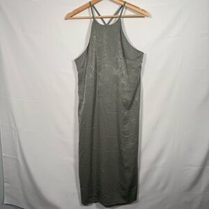 Soprano Green Sheath Halter Dress Side slit Size S